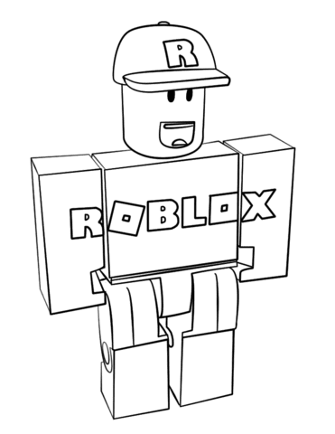 Coloring page roblox figurine with a hat